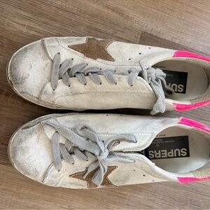 Golden goose super star sneaker pink and tan used condition 36